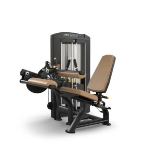 Leg curl gym machine with adjustable seat.