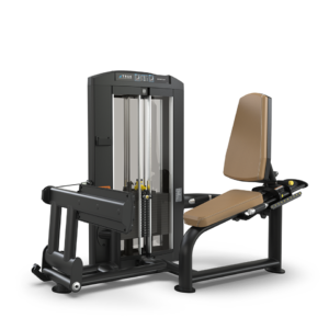 Leg press exercise machine with seat.