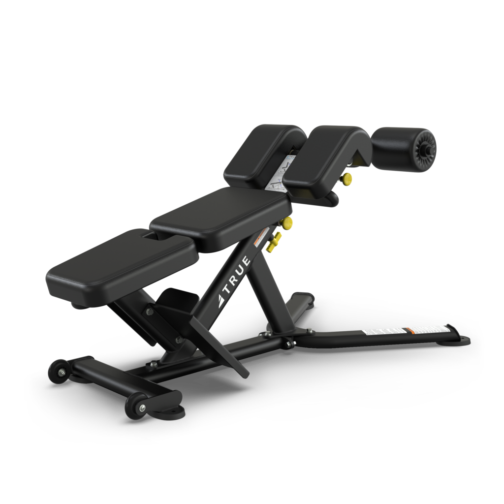 Adjustable workout bench with leg support attachment.
