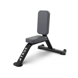 Weight bench with backrest and seat.