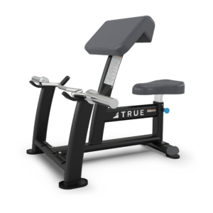 Exercise bench with arm and back support.