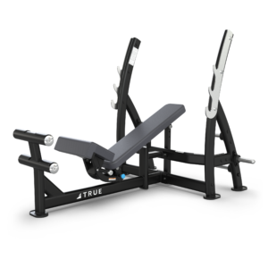 Incline bench press with weight holders.
