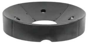 Black circular plastic mounting bracket.