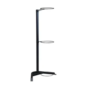Metal stand with circular holders, black.